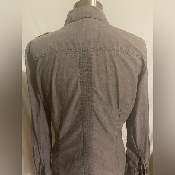 Esprit Women’s Gray Button Down Long Sleeve Shirt - Unique Stitching | Size 12 - Picture 5 of 9